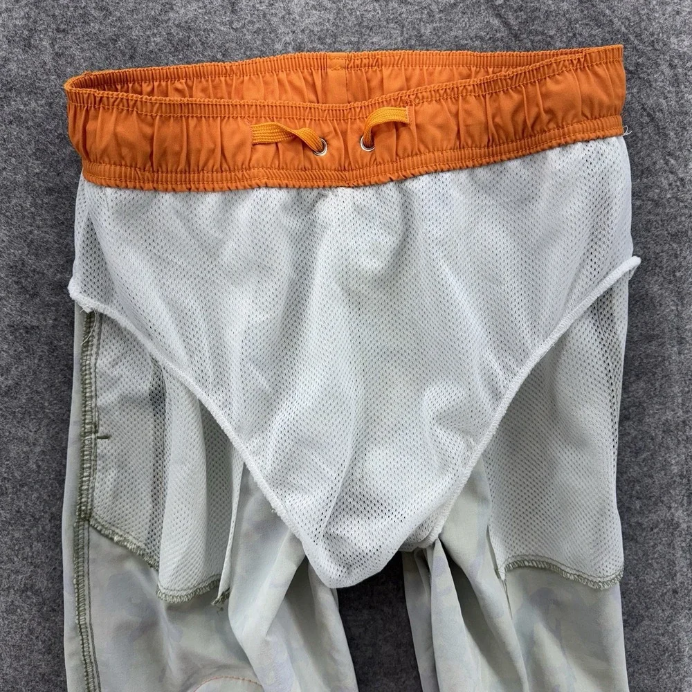 BASEBALLISM Mens Size Medium Camouflage Baseball Swim‎ Trunks Orange Trim